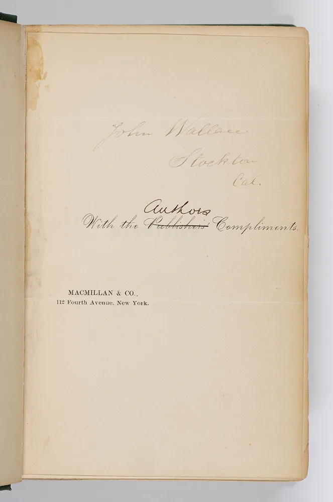 Darwinism Copy Presented to John Wallace