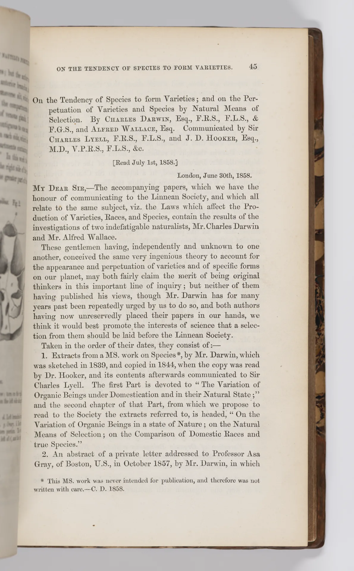 Linnean Society Joint Presentation 1858