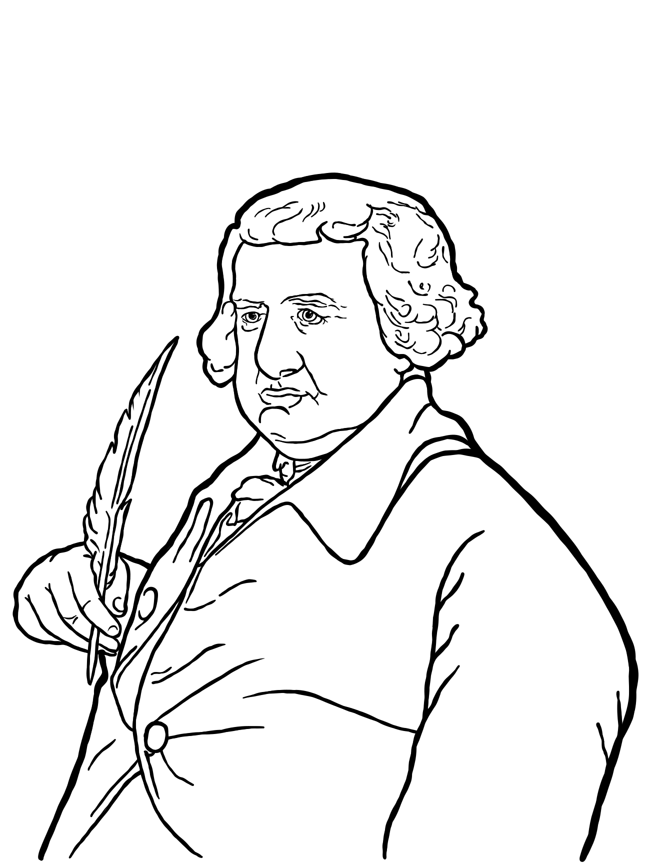 Line drawing of Erasmus Darwin