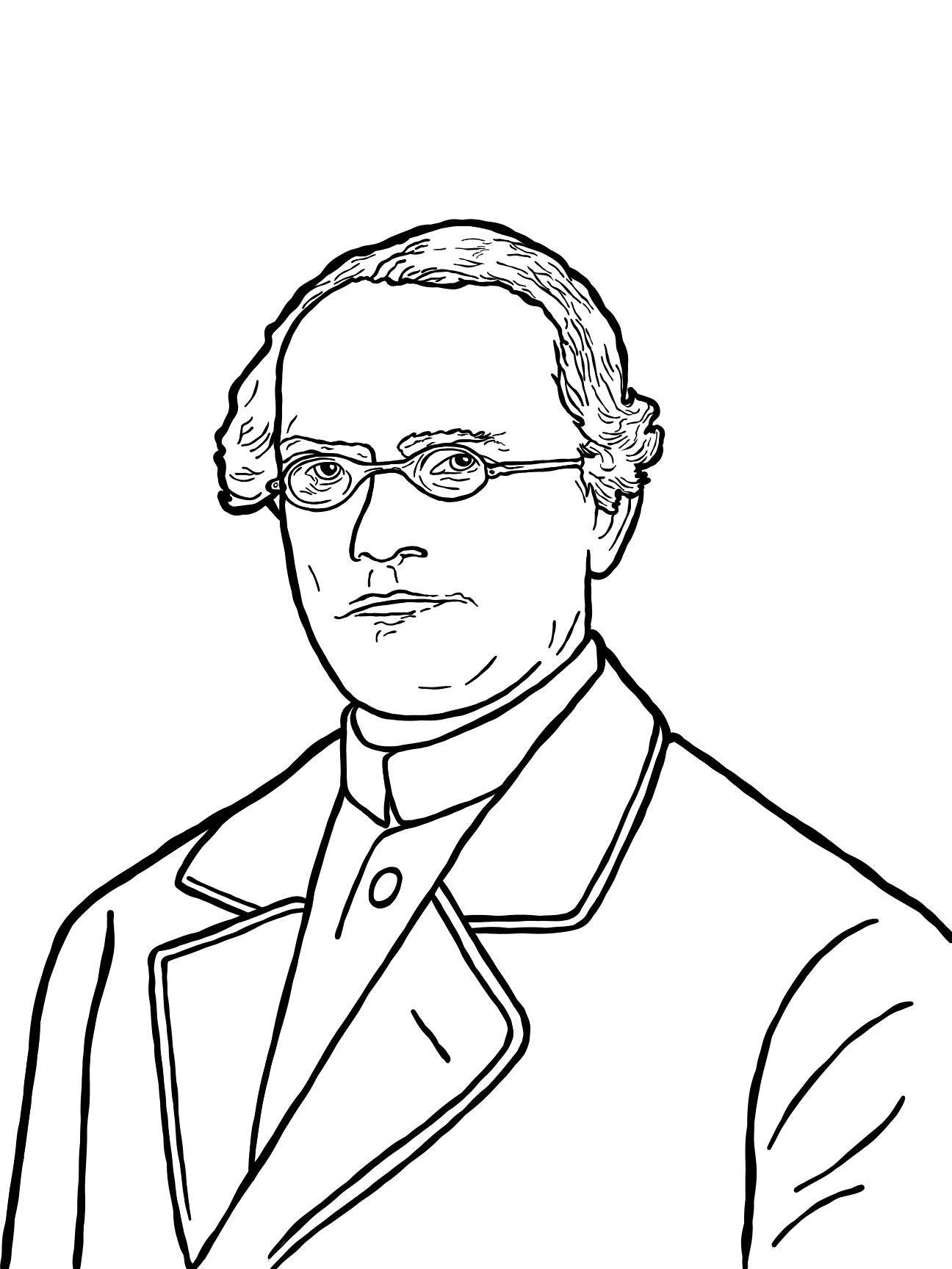Line drawing of Gregor Mendel