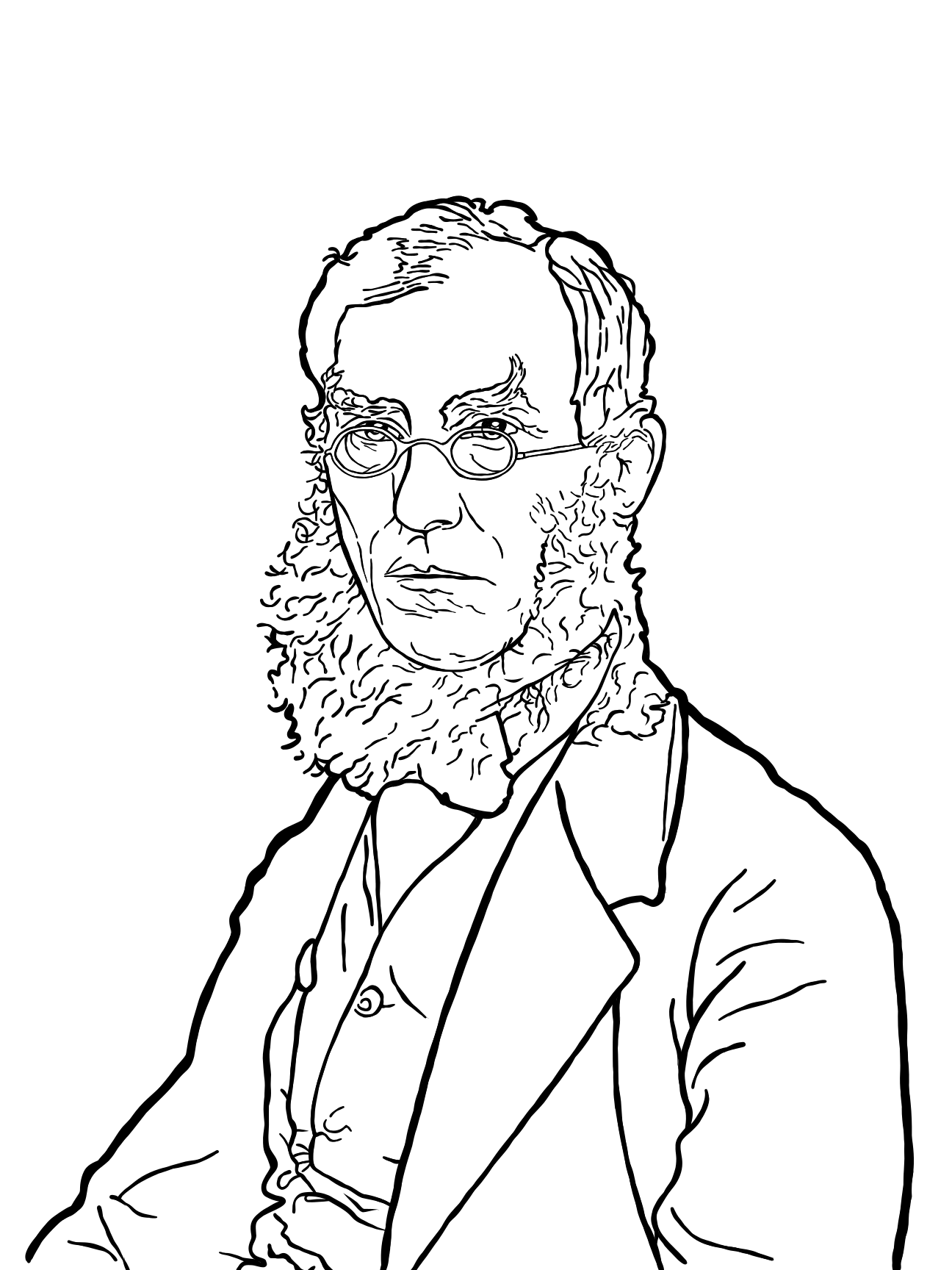 Line drawing of Joseph Dalton Hooker