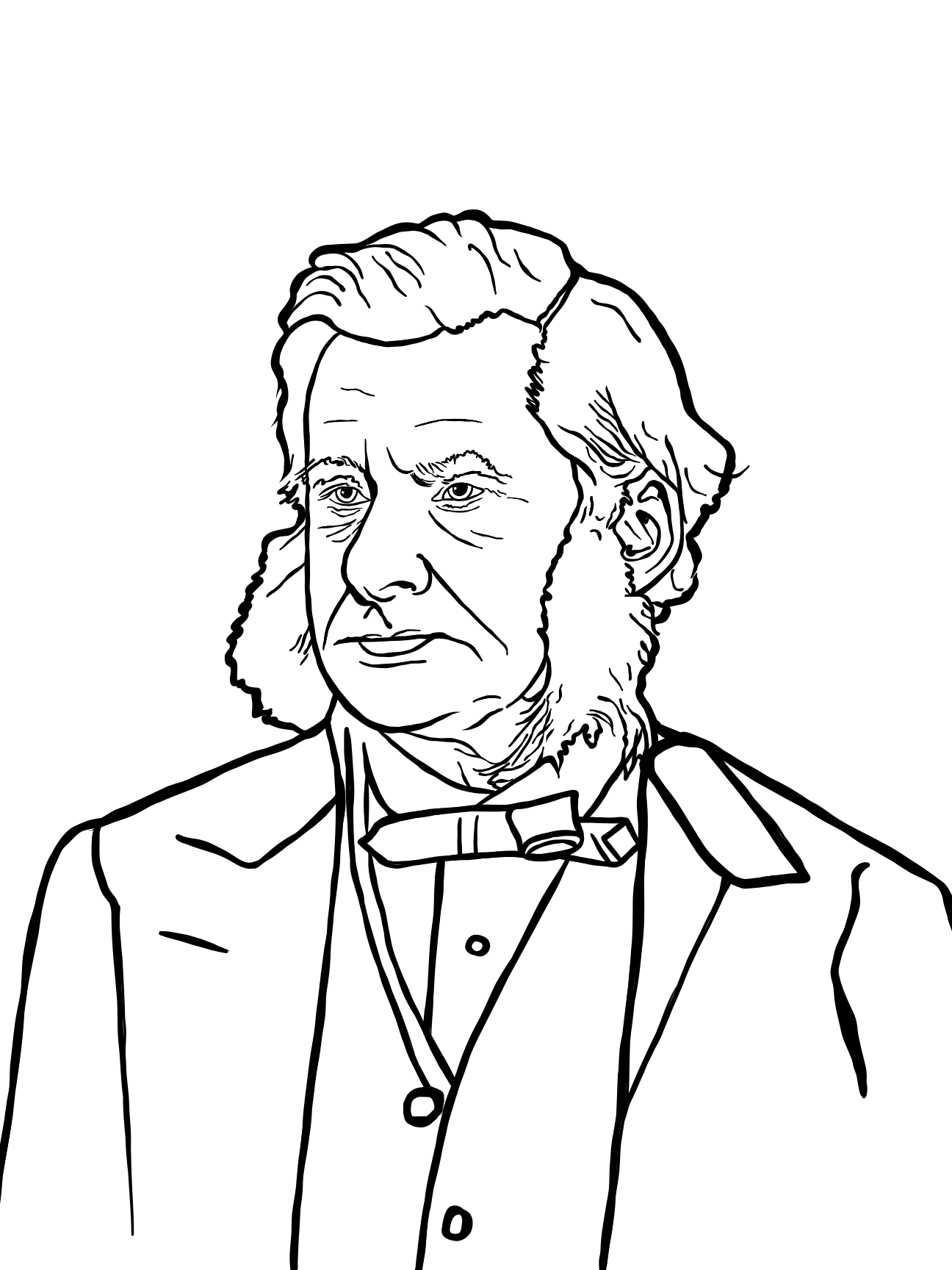 Line drawing of Thomas Henry Huxley